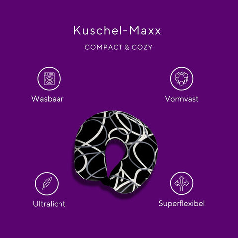 Kuschelmaxx -  Nek & Reiskussen zwart met grijs witte lijnen