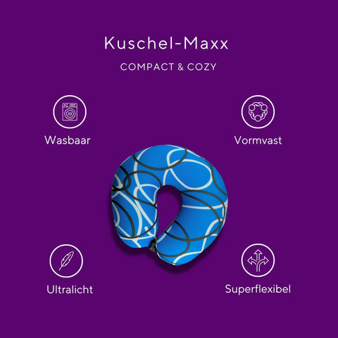 Kuschelmaxx -  Nek & Reiskussen blauw met zwart witte lijnen