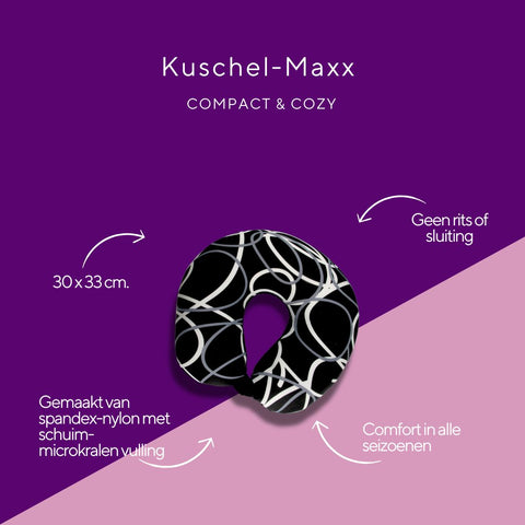 Kuschelmaxx -  Nek & Reiskussen zwart met grijs witte lijnen