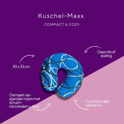 Kuschelmaxx -  Nek & Reiskussen blauw met zwart witte lijnen