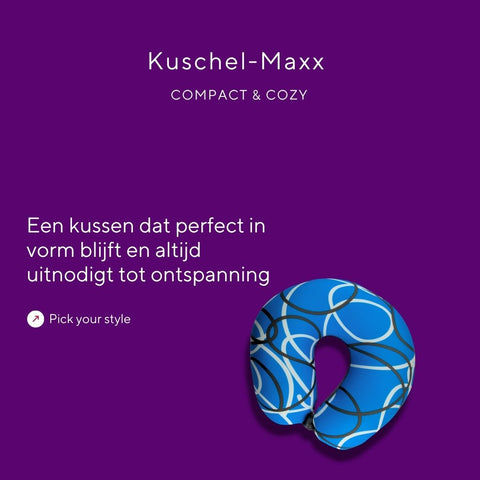 Kuschelmaxx -  Nek & Reiskussen blauw met zwart witte lijnen